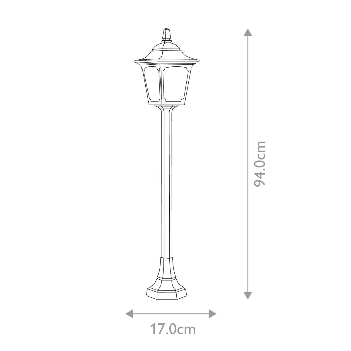 Lampadaire extérieur Chapel noir, verre, H 94 cm