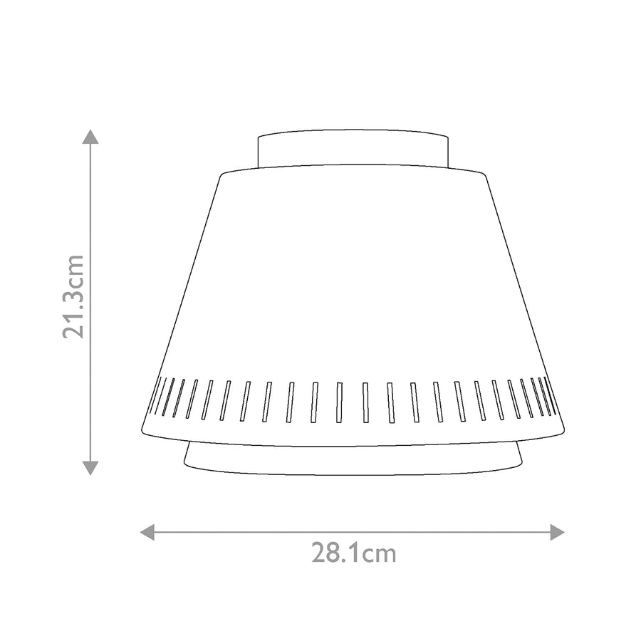 Schéma coté du plafonnier avec hauteur 21,3 cm et diamètre 28,1 cm