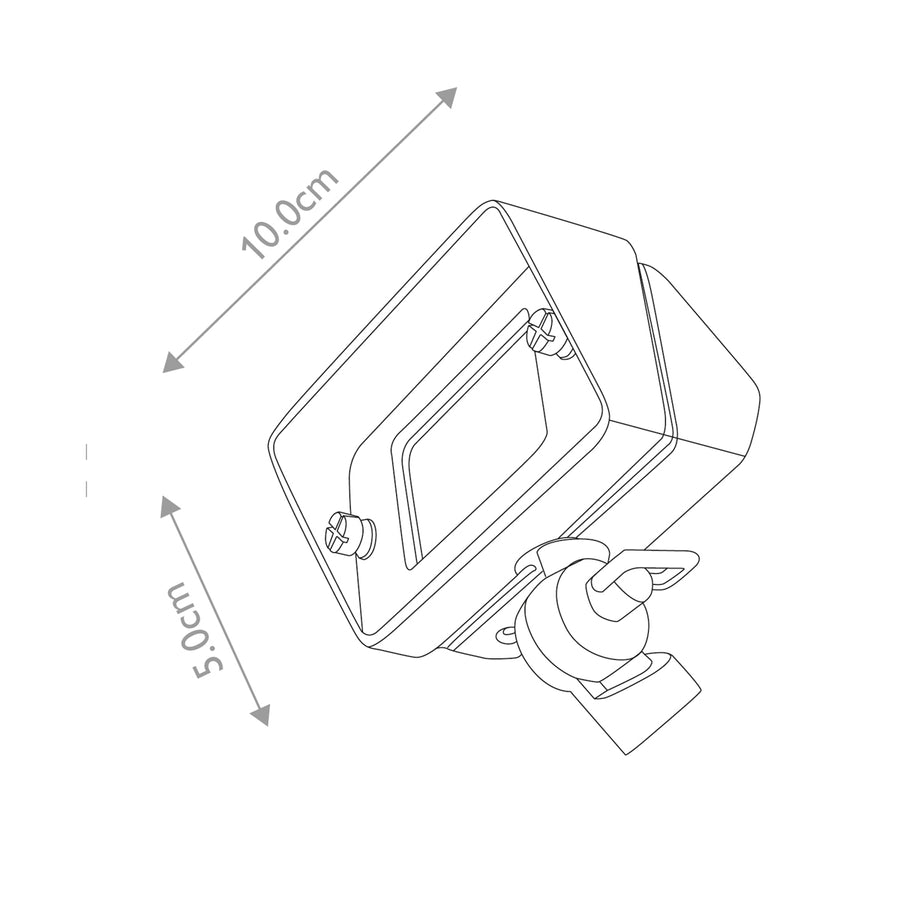 Schéma technique coté montrant les dimensions 10 cm et 5 cm du luminaire