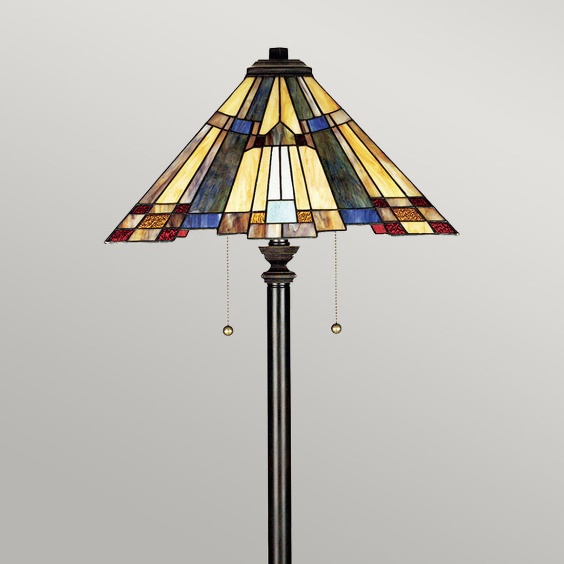 Lampadaire Inglenook 2 lumières bronze, verre