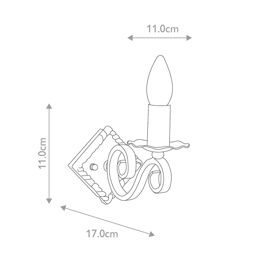 Schéma technique avec hauteur 11 cm, largeur 11 cm et profondeur 17 cm