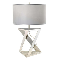 Lampe à poser Aegeus nickel poli et blanche