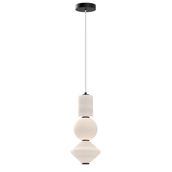 Suspension Bijou noire mat et opale, verre