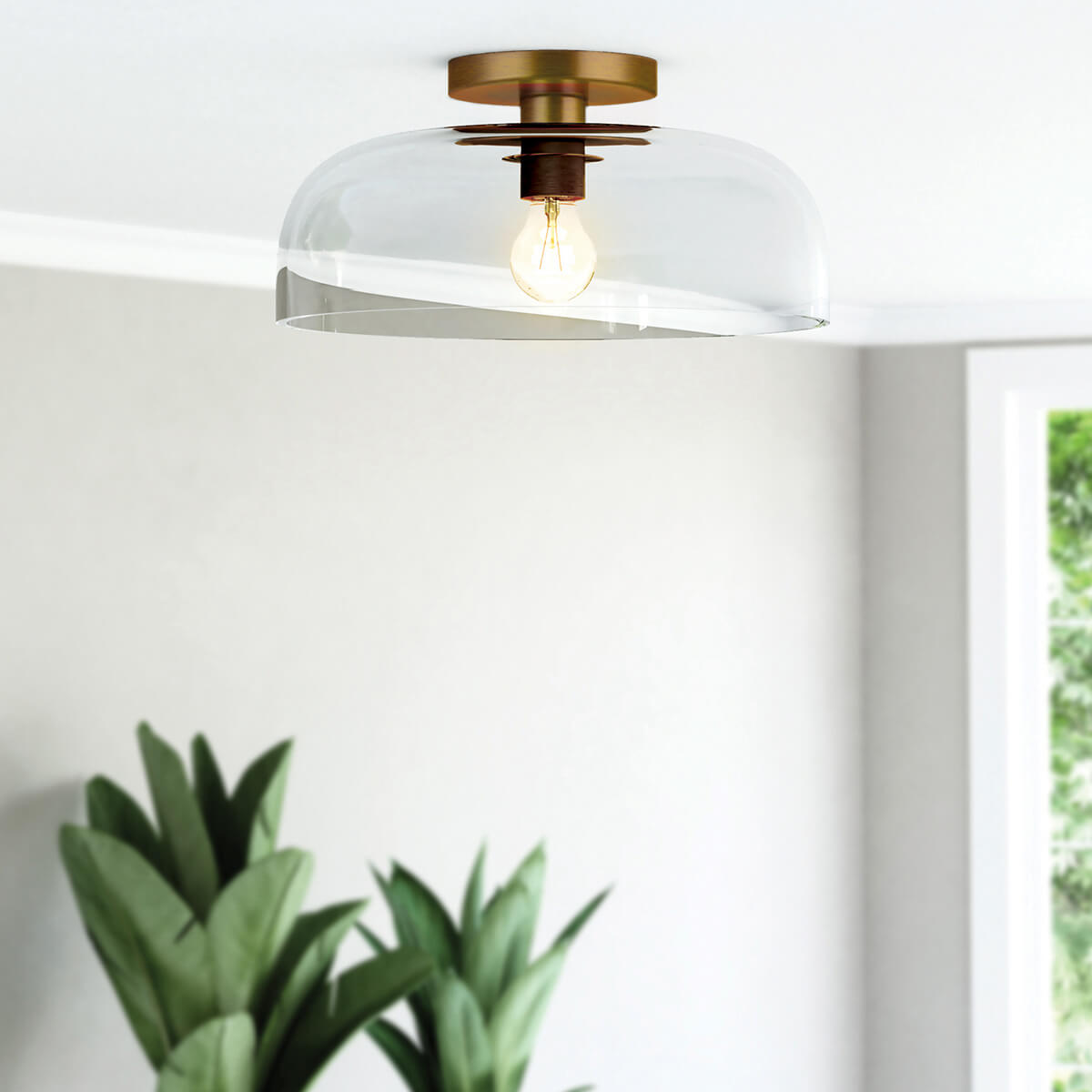 Plafonnier installé au plafond dans un intérieur avec plante verte
