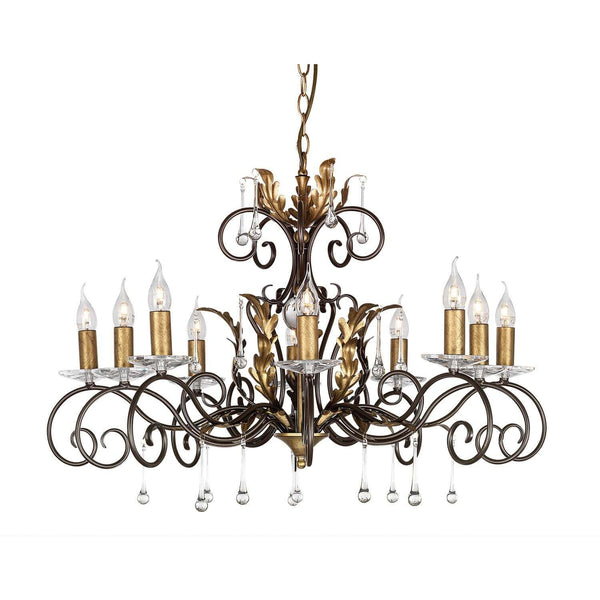 Lustre Amarilli 10 lumières bronze et doré