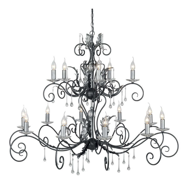 Lustre Amarilli 15 lumières noir et argenté