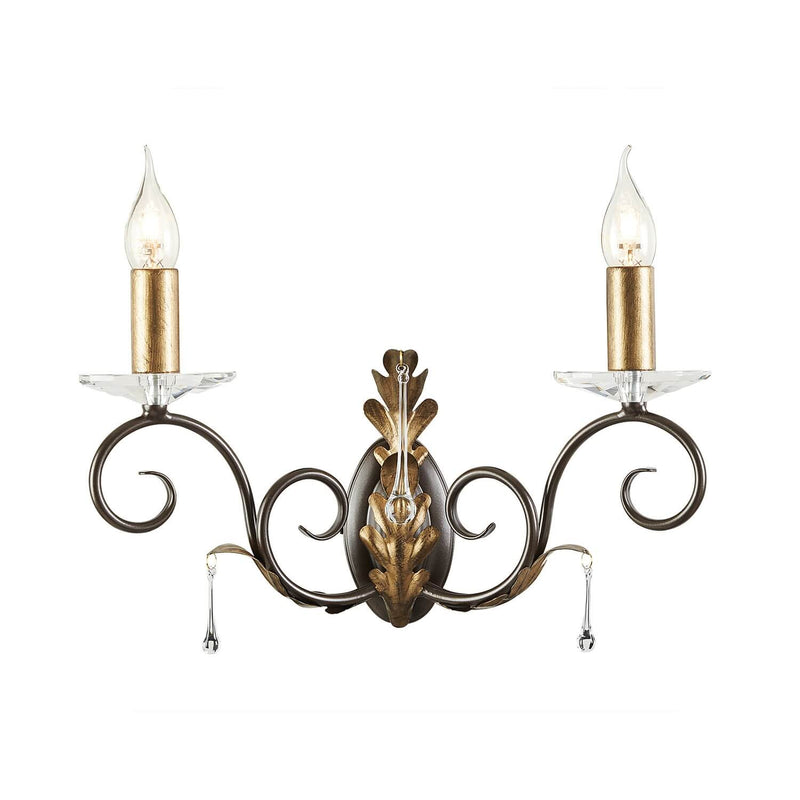 Applique murale Amarilli 2 lumières bronze et dorée