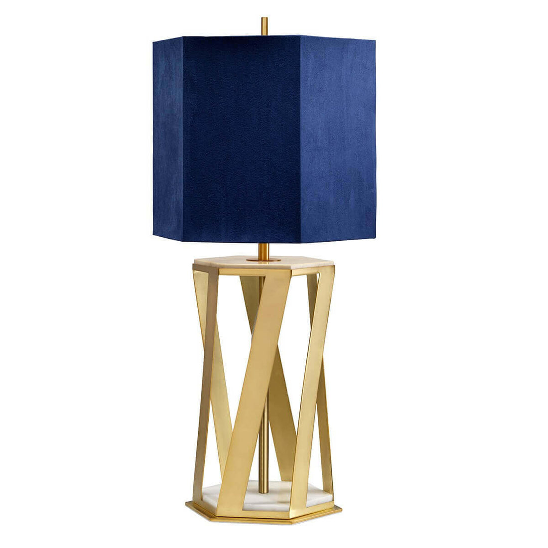 Lampe à poser Apollo laiton brossé et bleu
