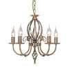 Lustre Artisan 5 lumières laiton vieilli