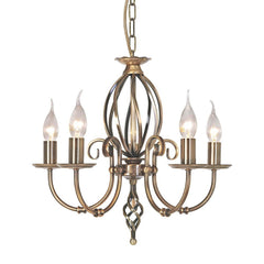 Lustre Artisan 5 lumières laiton vieilli
