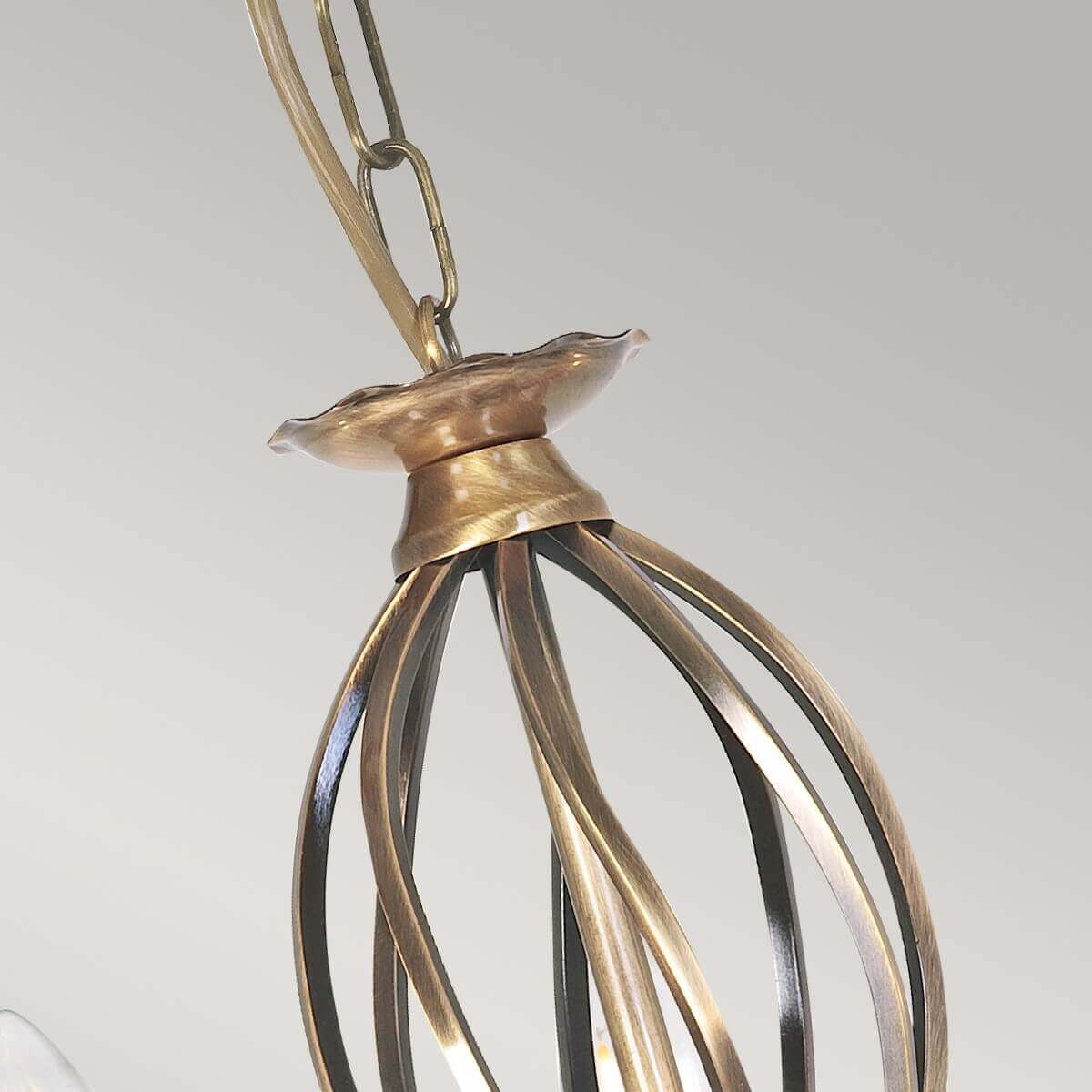Lustre Artisan 5 lumières laiton vieilli