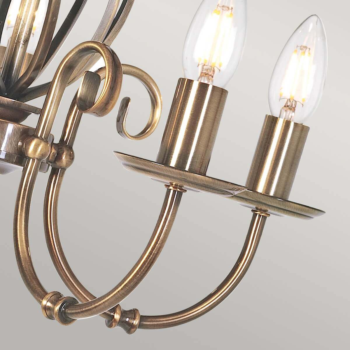 Lustre Artisan 5 lumières laiton vieilli