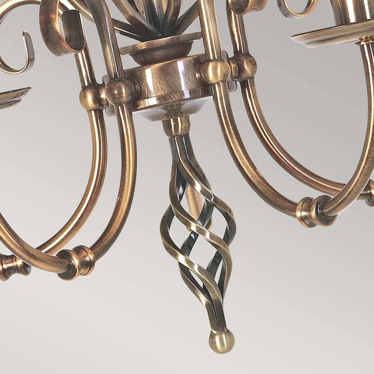 Lustre Artisan 5 lumières laiton vieilli
