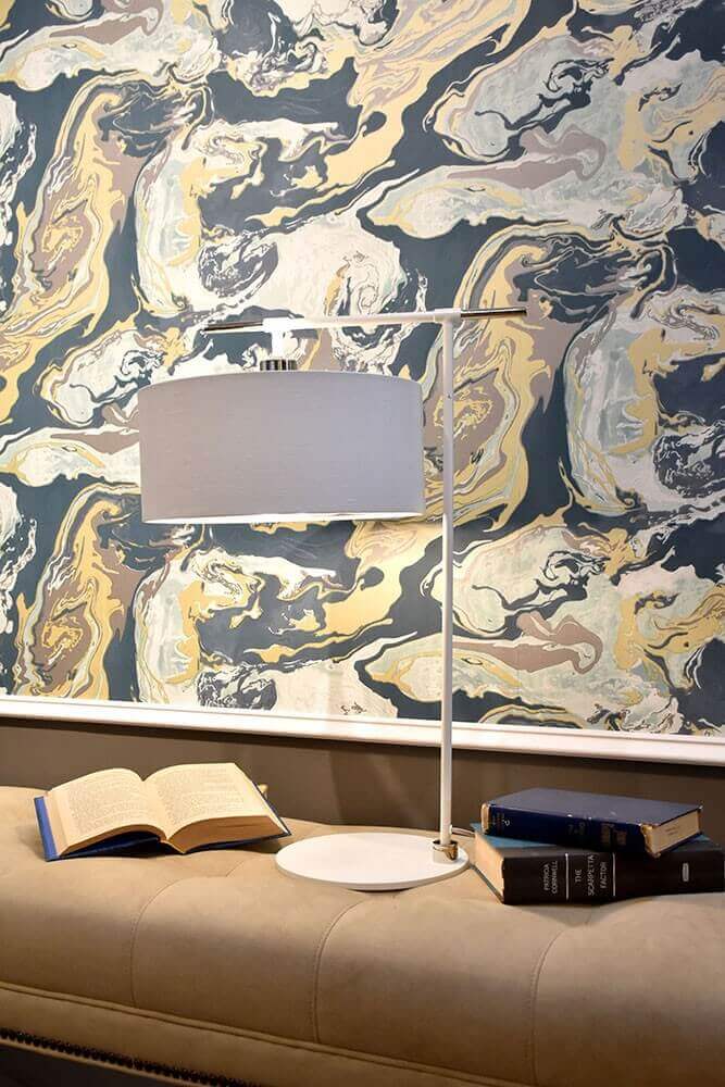 Lampe à poser Balance blanche et nickel poli