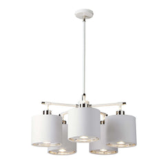 Lustre Balance 5 lumières blanc et nickel poli