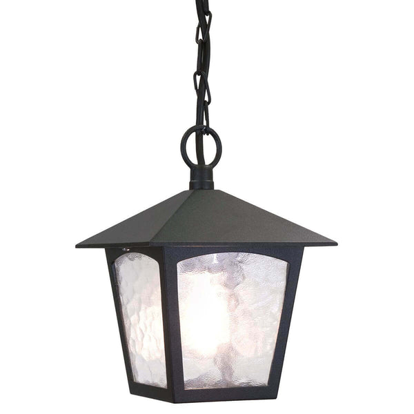 Suspension extérieure York noire, verre