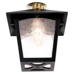 Plafonnier extérieur York noir, verre, H 20,5 cm
