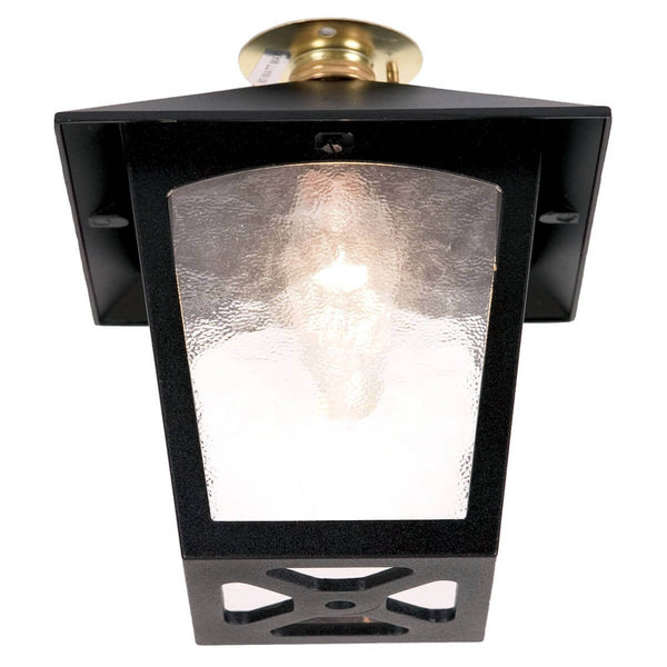 Plafonnier extérieur York noir, verre, H 20,5 cm