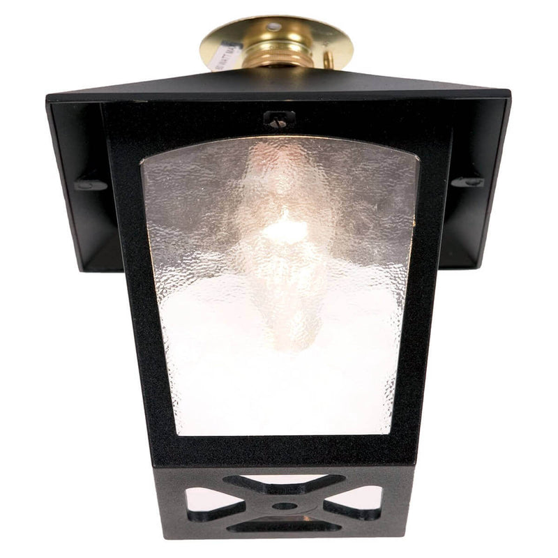 Plafonnier extérieur York noir, verre, H 20,5 cm