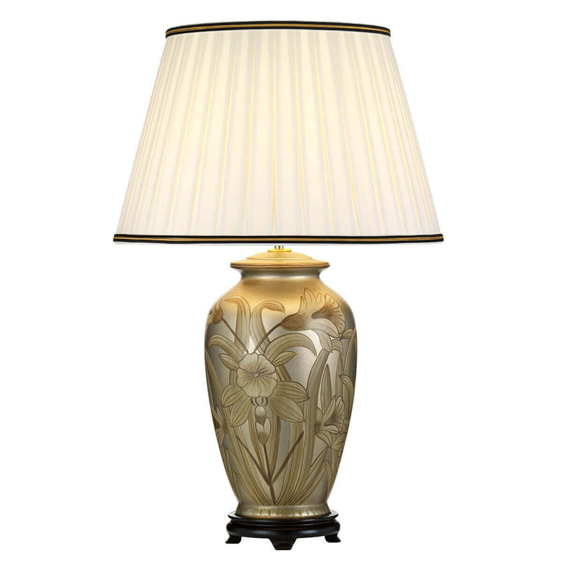 Lampe à poser Dian argentée et crème, céramique