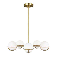 Lustre Apollo 5 lumières laiton, verre