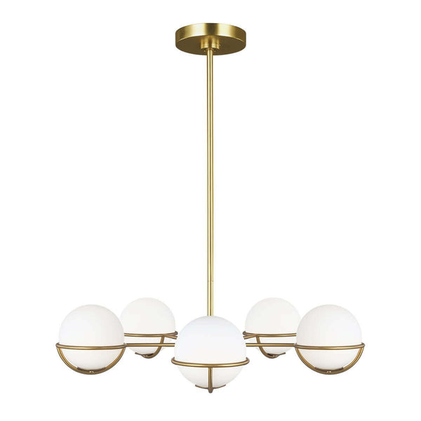 Lustre Apollo 5 lumières laiton, verre