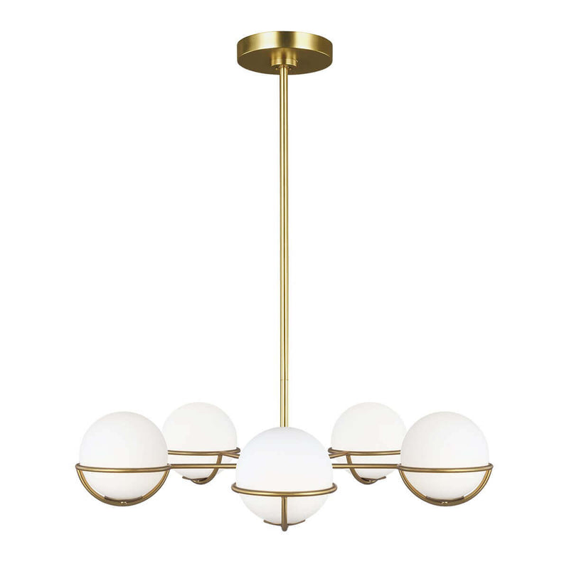 Lustre Apollo 5 lumières laiton, verre