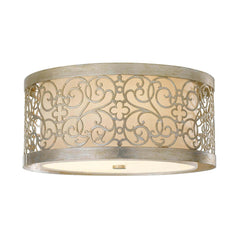 Plafonnier Arabesque 2 lumières argenté, verre