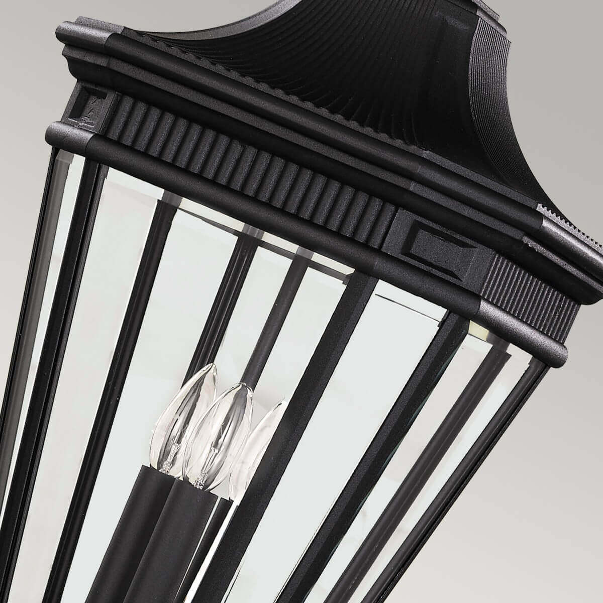 Suspension extérieure Cotswold Lane 3 lumières noire, verre