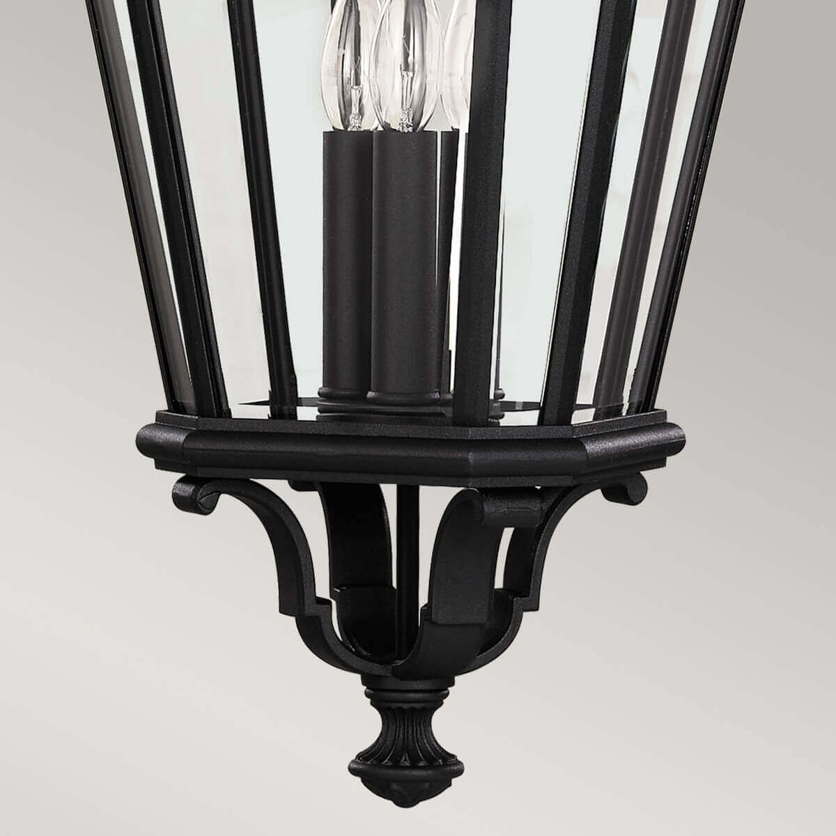 Suspension extérieure Cotswold Lane 3 lumières noire, verre