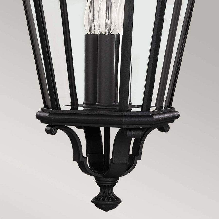 Suspension extérieure Cotswold Lane 3 lumières noire, verre