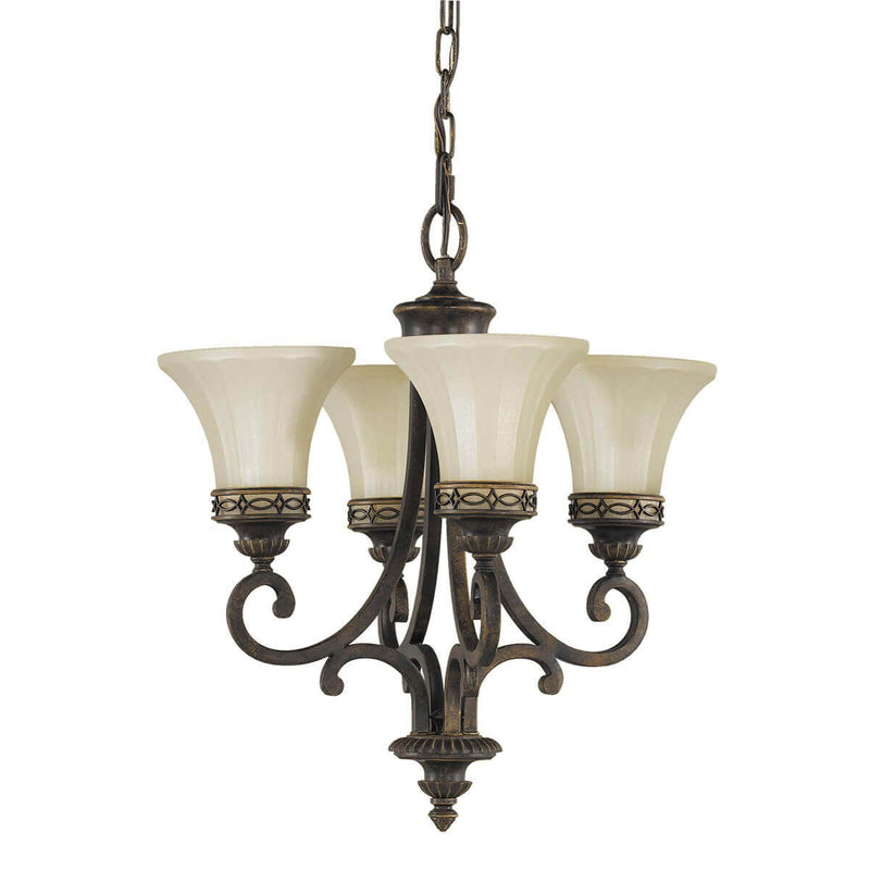 Lustre Drawing Room 4 lumières bois foncé, verre