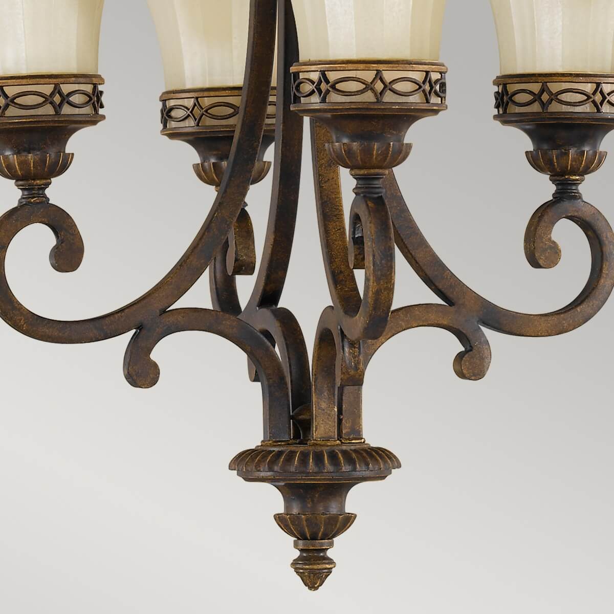 Lustre Drawing Room 4 lumières bois foncé, verre