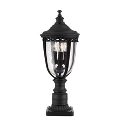 Lampadaire extérieur English Bridle 3 lumières noir, verre, H 55,3 cm