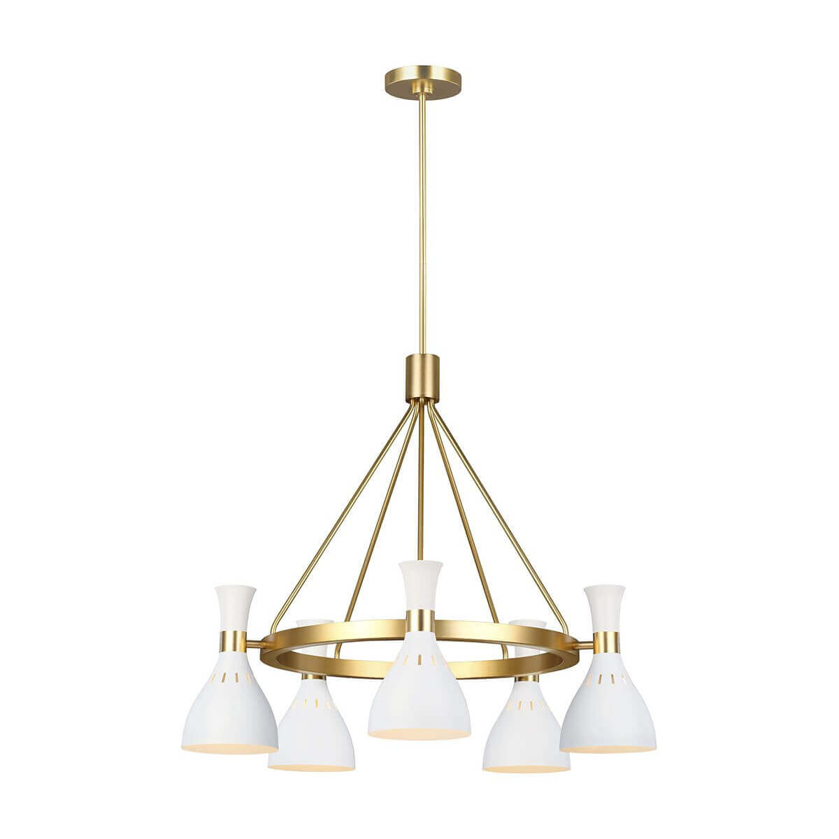 Lustre Joan 5 lumières blanc mat et laiton