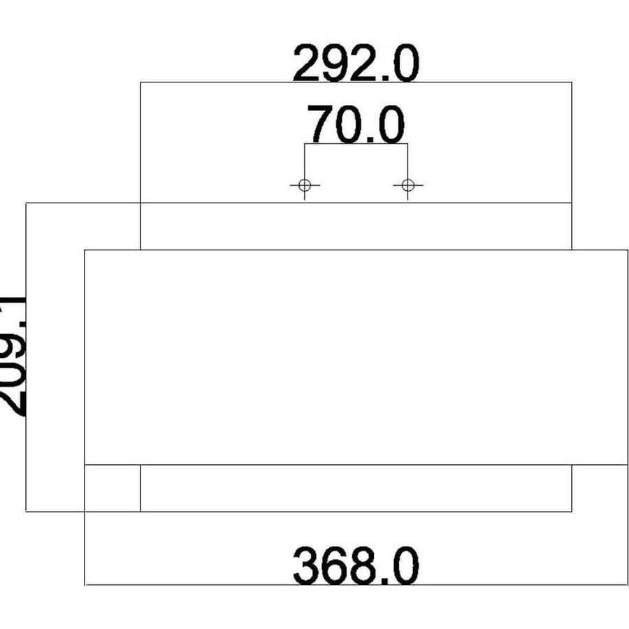 Schéma technique coté du luminaire indiquant largeur 368 mm, profondeur 292 mm et hauteur