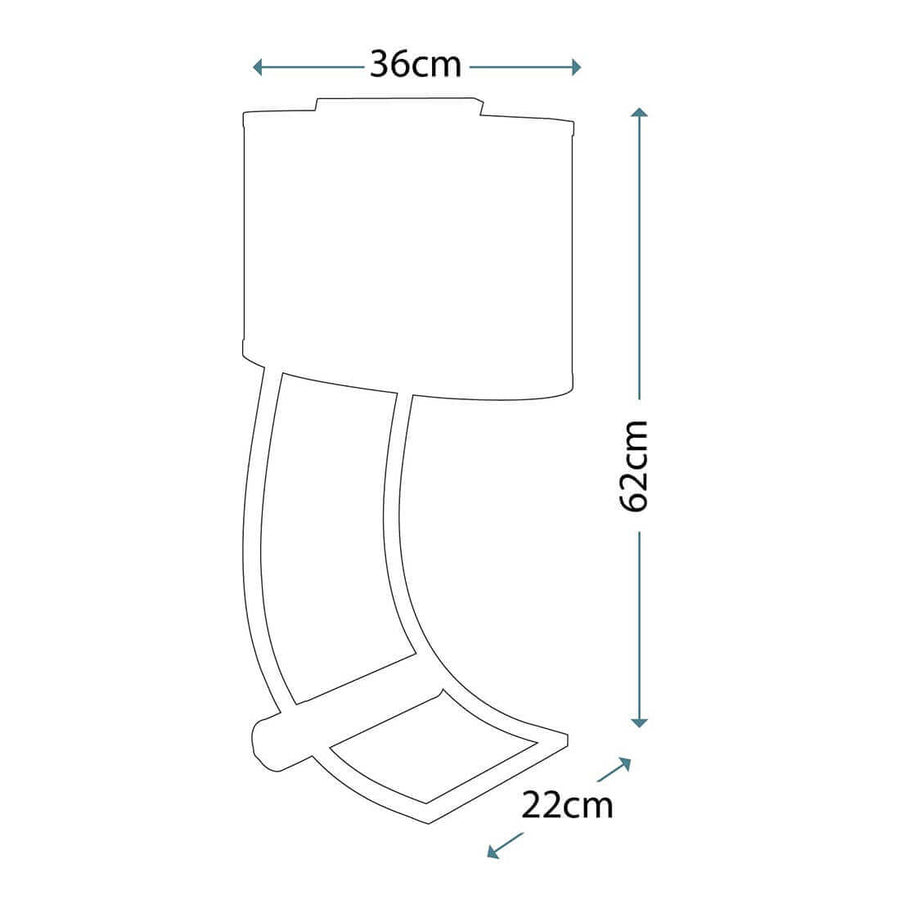 Schéma de dimensions avec largeur d'abat-jour 36 cm et hauteur totale 62 cm