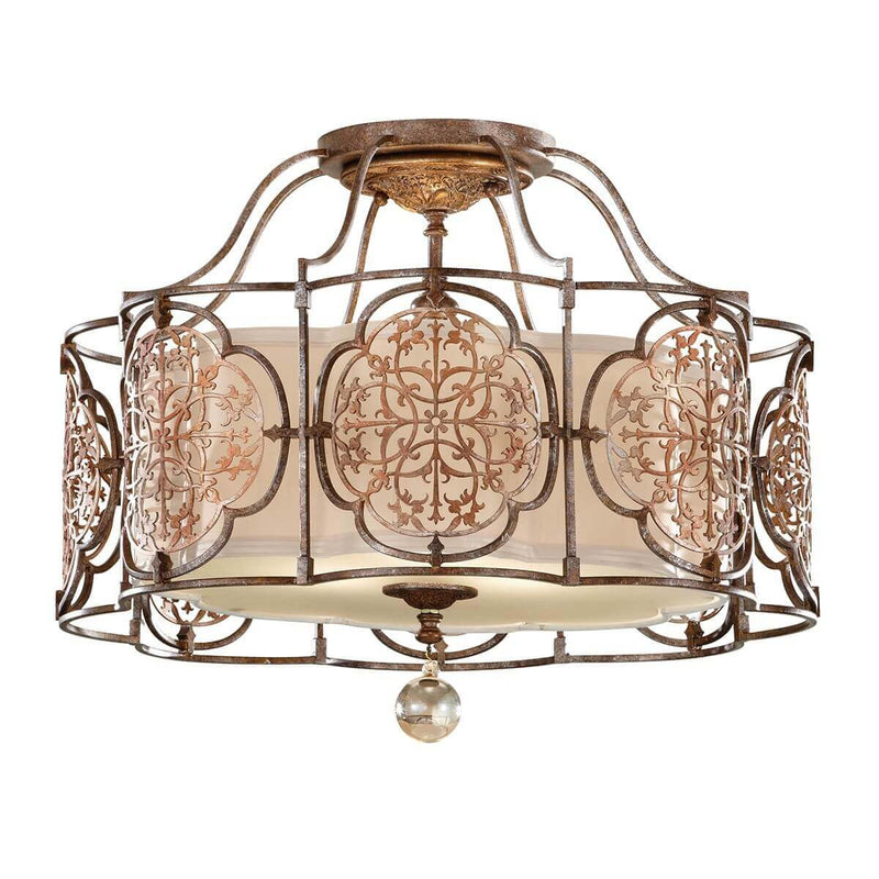 Plafonnier Marcella 3 lumières bronze, verre