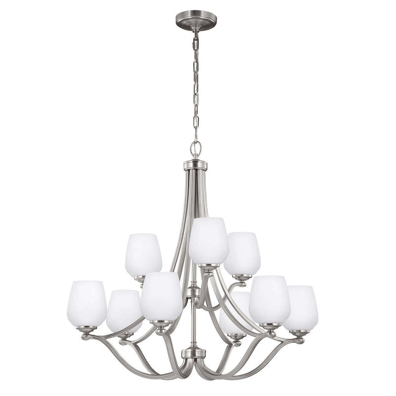 Lustre Vintner 9 lumières nickel, verre
