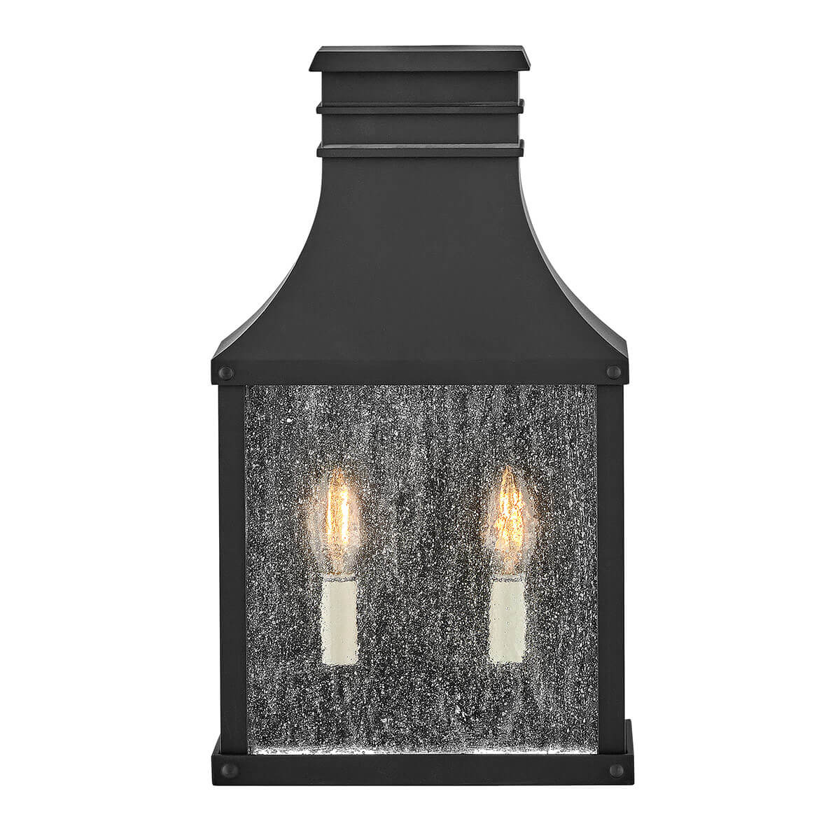 Applique extérieure Beacon Hill 2 lumières noire, verre, H 43,9 cm