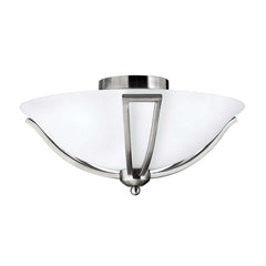 Plafonnier Bolla 2 lumières nickel satiné, verre, Ø 42,5 cm