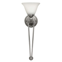 Applique murale Bolla nickel satiné, verre, H 66 cm