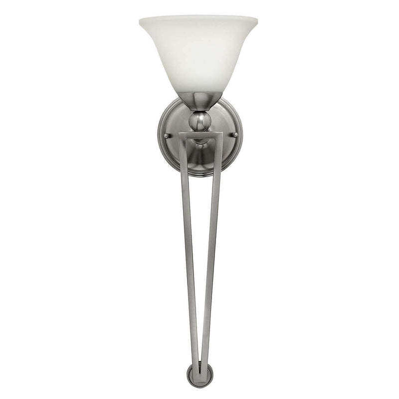 Applique murale Bolla nickel satiné, verre, H 66 cm