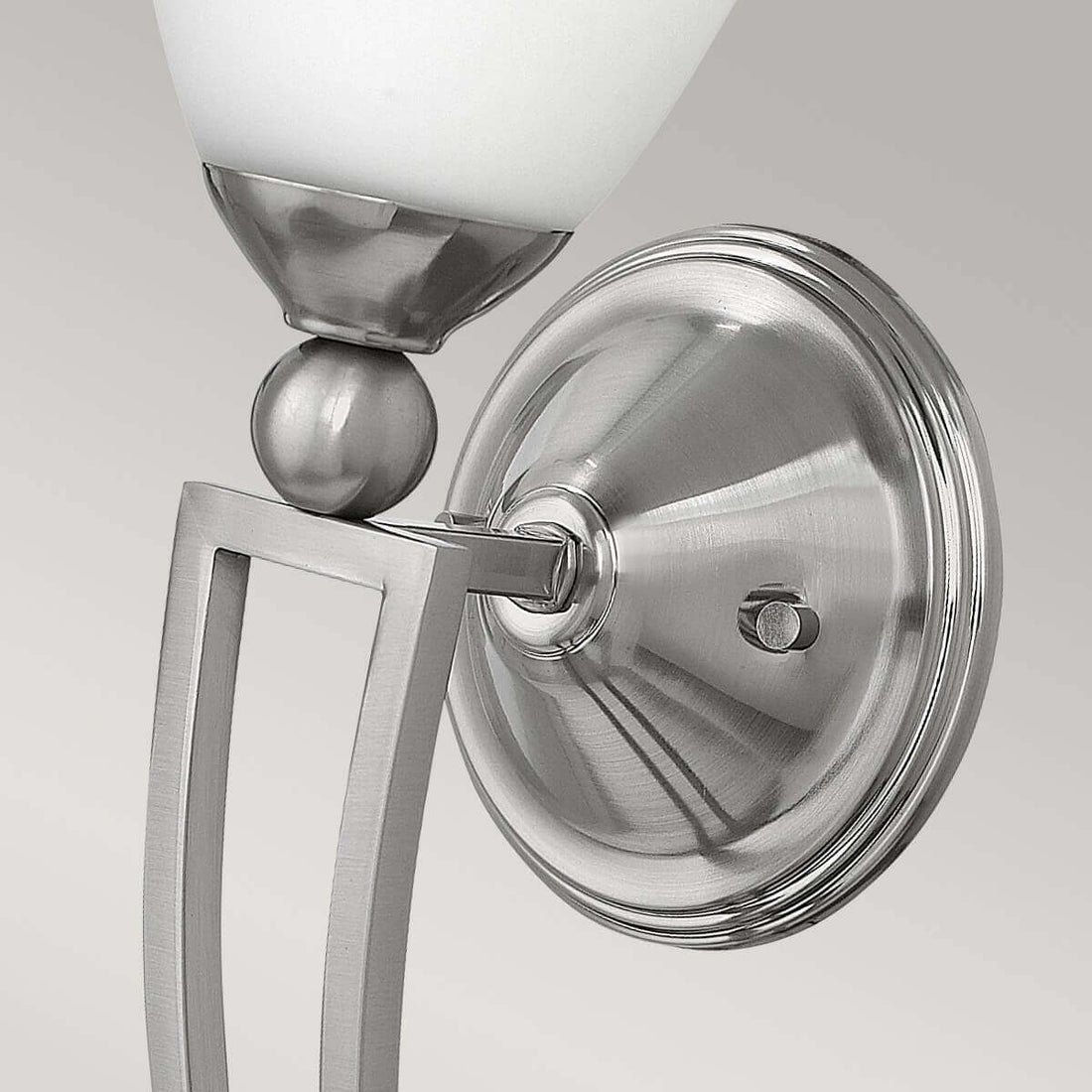 Applique murale Bolla nickel satiné, verre, H 66 cm