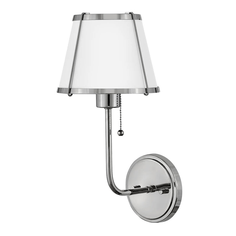Applique murale Clarke nickel poli et blanche, verre