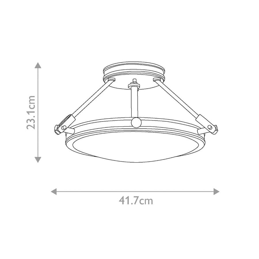 Schéma coté du plafonnier avec hauteur 23,1 cm et diamètre 41,7 cm.