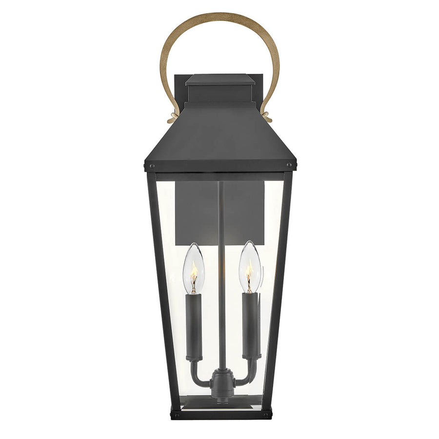 Applique extérieure Dawson 2 lumières noire et bronze, verre