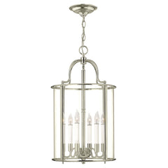 Suspension Gentry 6 lumières nickel poli, verre