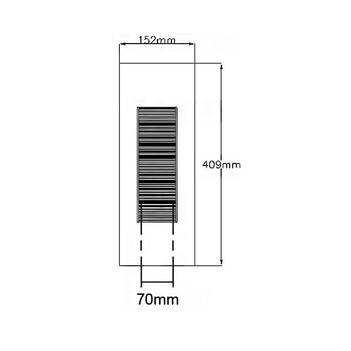 Schéma de dimensions de l'applique : largeur 152 mm, hauteur 409 mm.