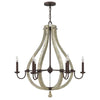 Lustre Middlefield 6 lumières rouille, bois massif